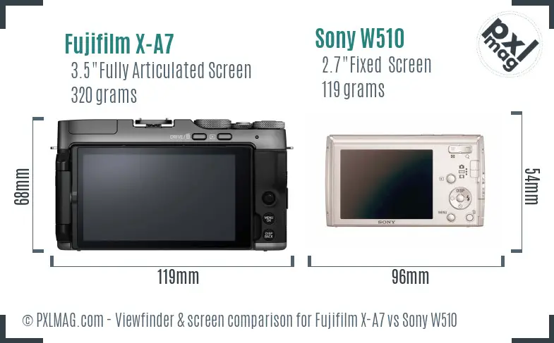 Fujifilm X-A7 vs Sony W510 Screen and Viewfinder comparison