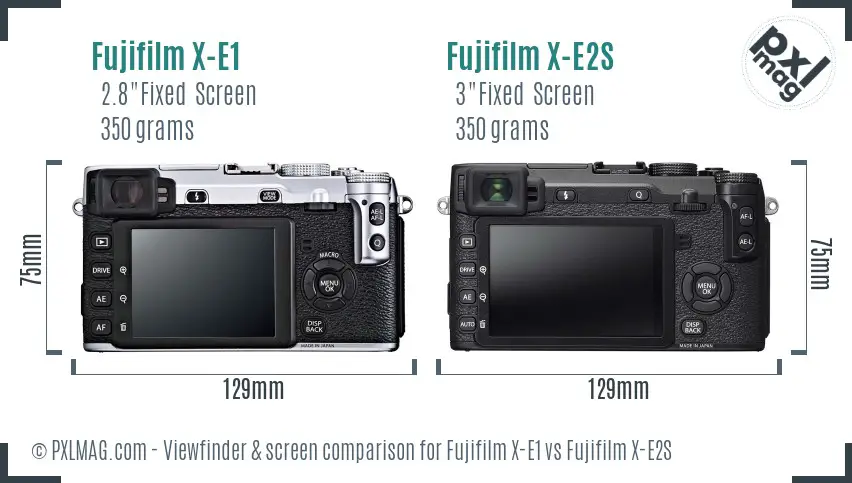 Fujifilm X-E1 vs Fujifilm X-E2S Screen and Viewfinder comparison