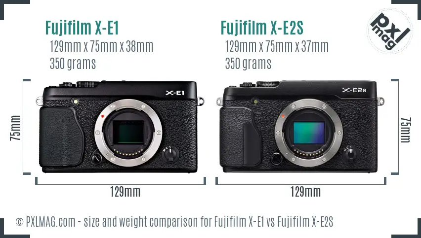 Fujifilm X-E1 vs Fujifilm X-E2S size comparison