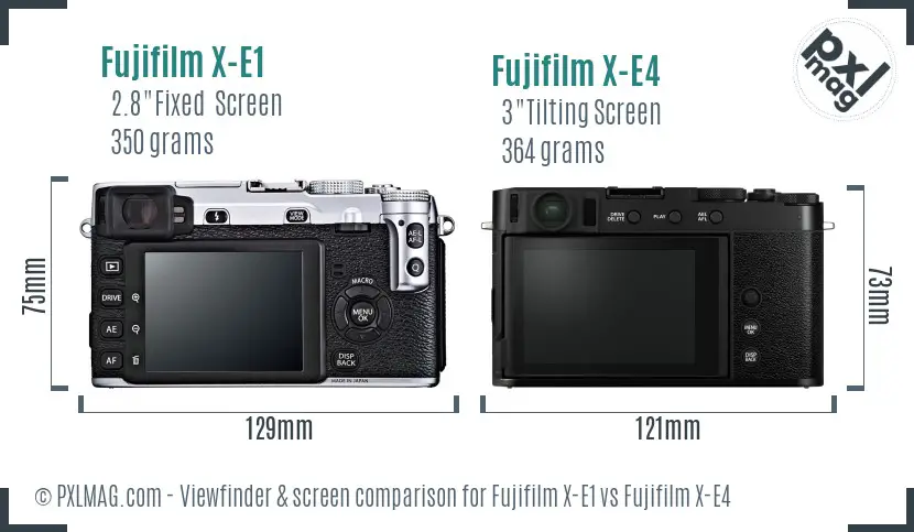 Fujifilm X-E1 vs Fujifilm X-E4 Screen and Viewfinder comparison