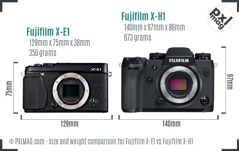 Fujifilm X-E1 vs Fujifilm X-H1 size comparison Fujifilm X-E1 vs Fujifilm X-H1 size comparison