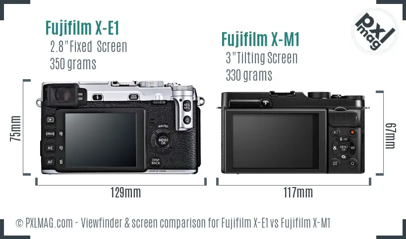 Fujifilm X-E1 vs Fujifilm X-M1 Screen and Viewfinder comparison