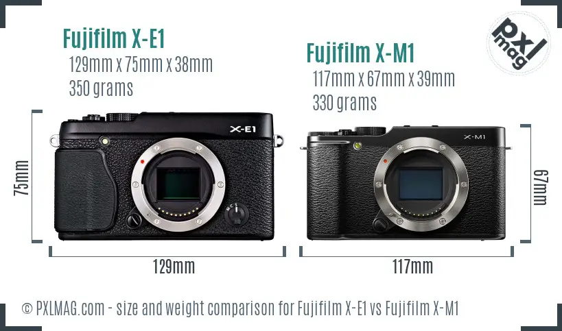 Fujifilm X-E1 vs Fujifilm X-M1 size comparison