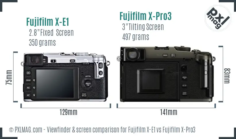 Fujifilm X-E1 vs Fujifilm X-Pro3 Screen and Viewfinder comparison