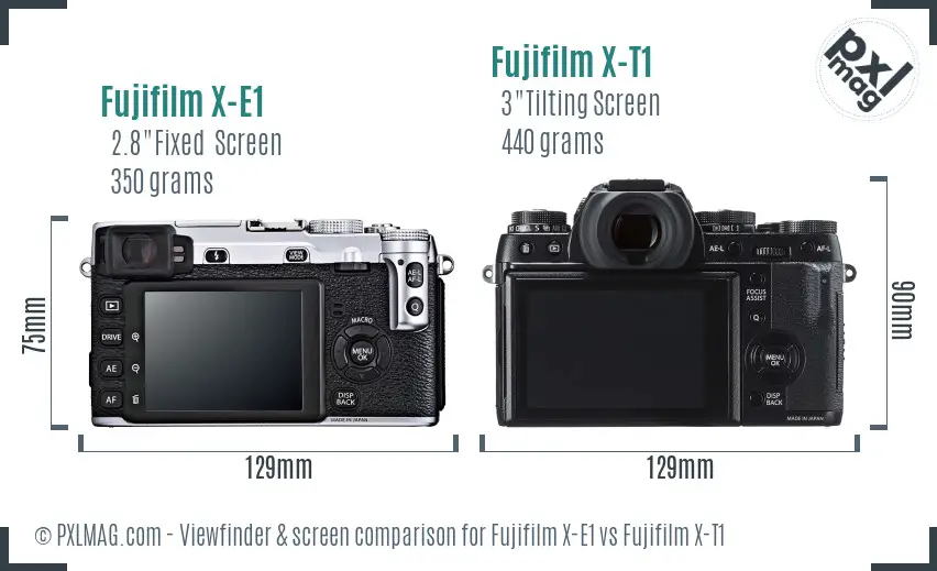 Fujifilm X-E1 vs Fujifilm X-T1 Screen and Viewfinder comparison