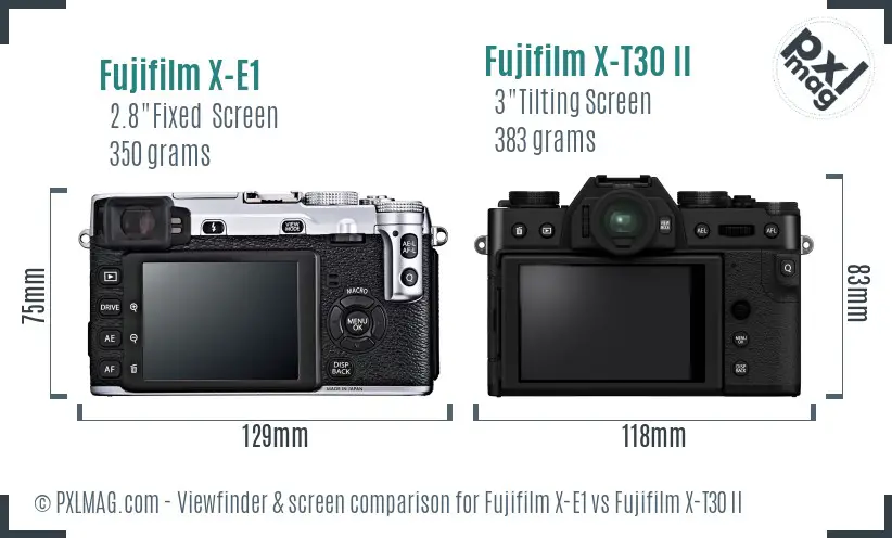 Fujifilm X-E1 vs Fujifilm X-T30 II Screen and Viewfinder comparison