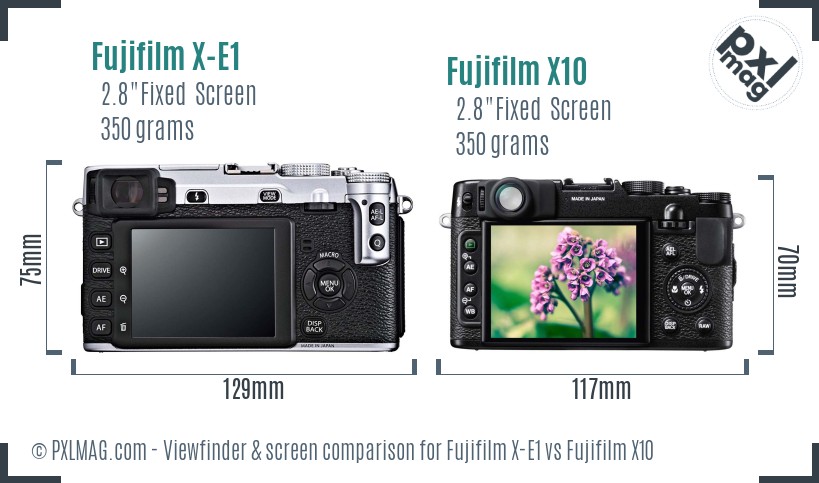 Fujifilm X-E1 vs Fujifilm X10 Screen and Viewfinder comparison