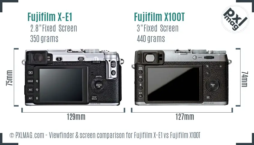 Fujifilm X-E1 vs Fujifilm X100T Screen and Viewfinder comparison Fujifilm X-E1 vs Fujifilm X100T Screen and Viewfinder comparison