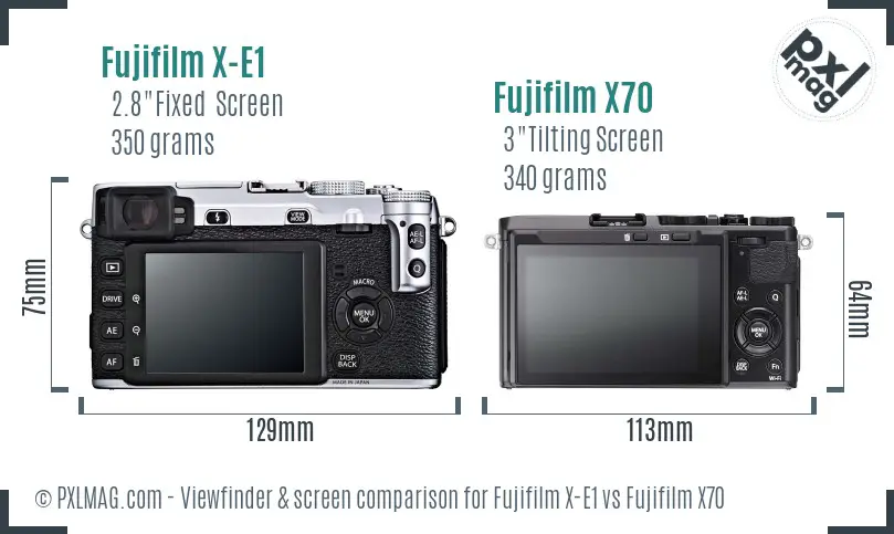 Fujifilm X-E1 vs Fujifilm X70 Screen and Viewfinder comparison Fujifilm X-E1 vs Fujifilm X70 Screen and Viewfinder comparison