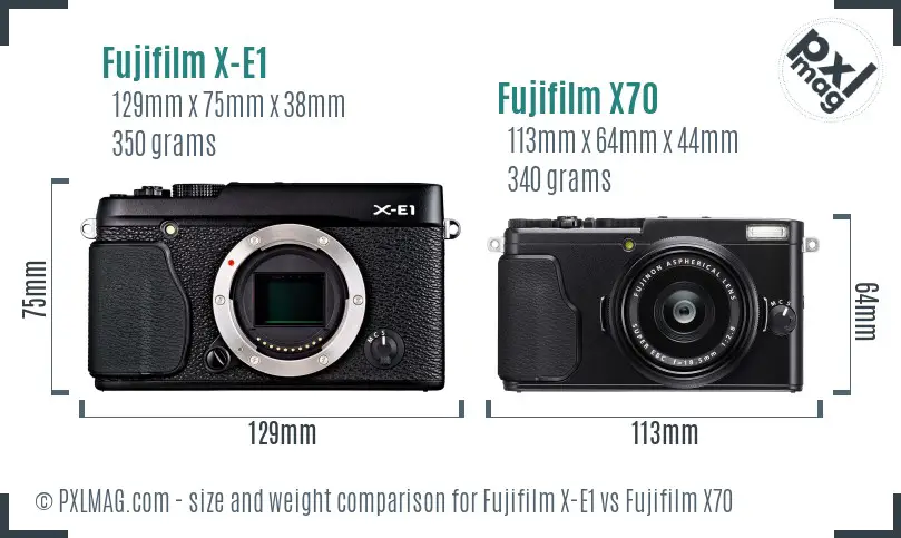 Fujifilm X-E1 vs Fujifilm X70 size comparison Fujifilm X-E1 vs Fujifilm X70 size comparison