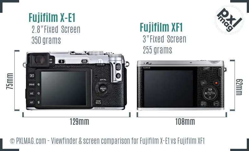 Fujifilm X-E1 vs Fujifilm XF1 Screen and Viewfinder comparison