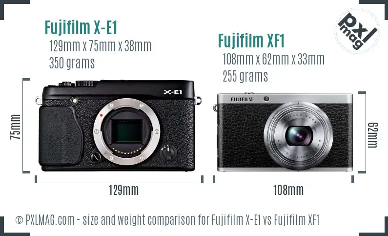 Fujifilm X-E1 vs Fujifilm XF1 size comparison
