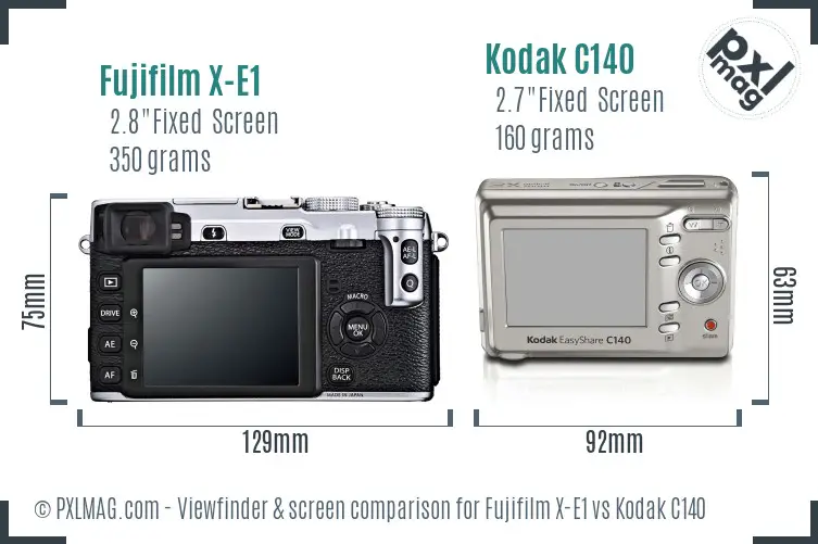 Fujifilm X-E1 vs Kodak C140 Screen and Viewfinder comparison