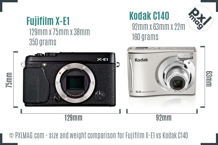Fujifilm X-E1 vs Kodak C140 size comparison