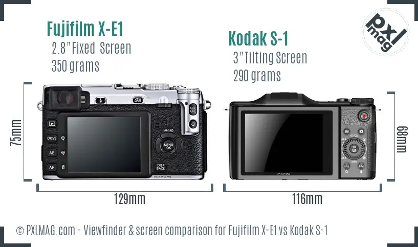 Fujifilm X-E1 vs Kodak S-1 Screen and Viewfinder comparison Fujifilm X-E1 vs Kodak S-1 Screen and Viewfinder comparison