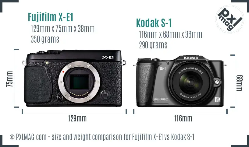 Fujifilm X-E1 vs Kodak S-1 size comparison Fujifilm X-E1 vs Kodak S-1 size comparison