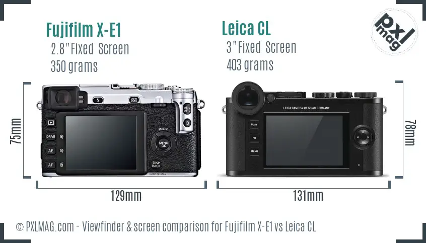 Fujifilm X-E1 vs Leica CL Screen and Viewfinder comparison