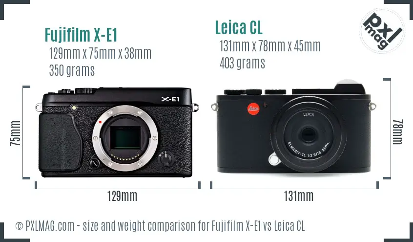 Fujifilm X-E1 vs Leica CL size comparison