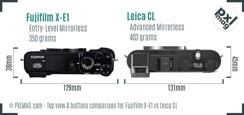 Fujifilm X-E1 vs Leica CL top view buttons comparison