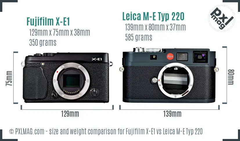 Fujifilm X-E1 vs Leica M-E Typ 220 size comparison