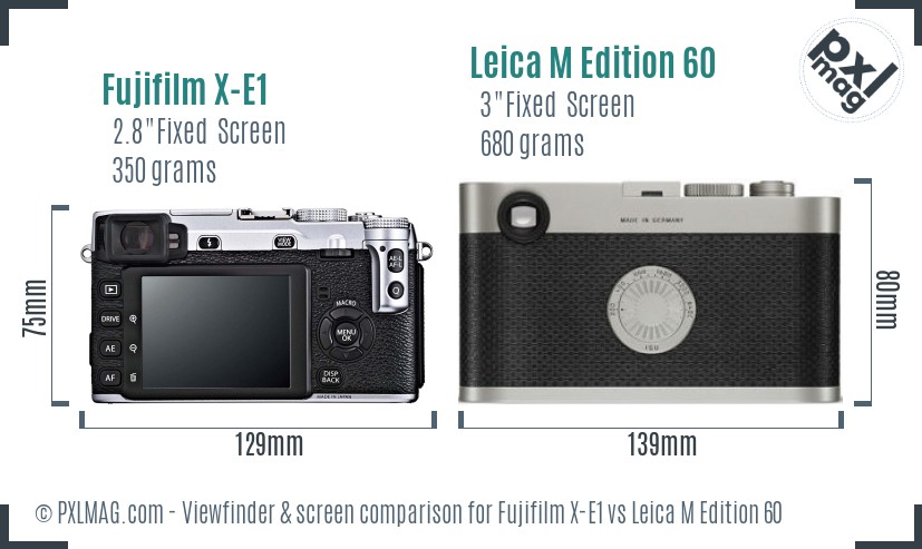 Fujifilm X-E1 vs Leica M Edition 60 Screen and Viewfinder comparison