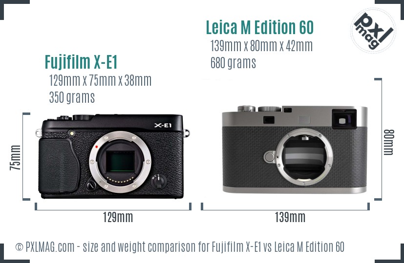 Fujifilm X-E1 vs Leica M Edition 60 size comparison Fujifilm X-E1 vs Leica M Edition 60 size comparison
