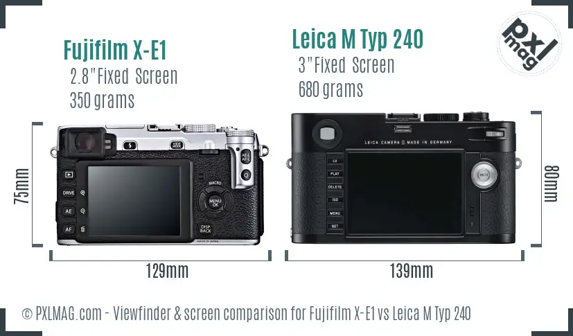Fujifilm X-E1 vs Leica M Typ 240 Screen and Viewfinder comparison