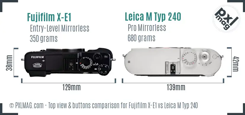 Fujifilm X-E1 vs Leica M Typ 240 top view buttons comparison