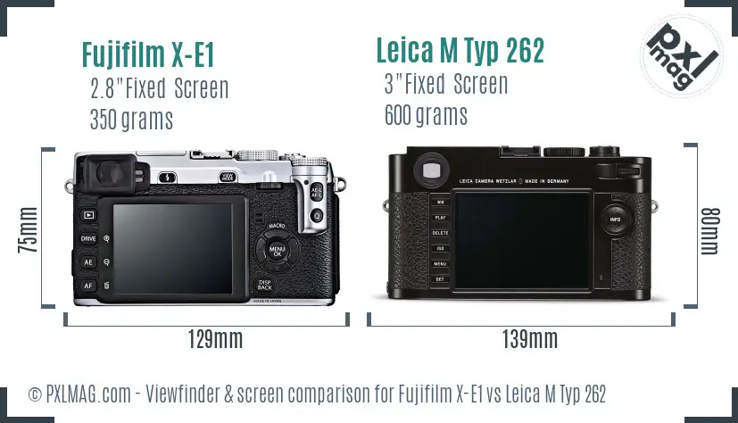 Fujifilm X-E1 vs Leica M Typ 262 Screen and Viewfinder comparison