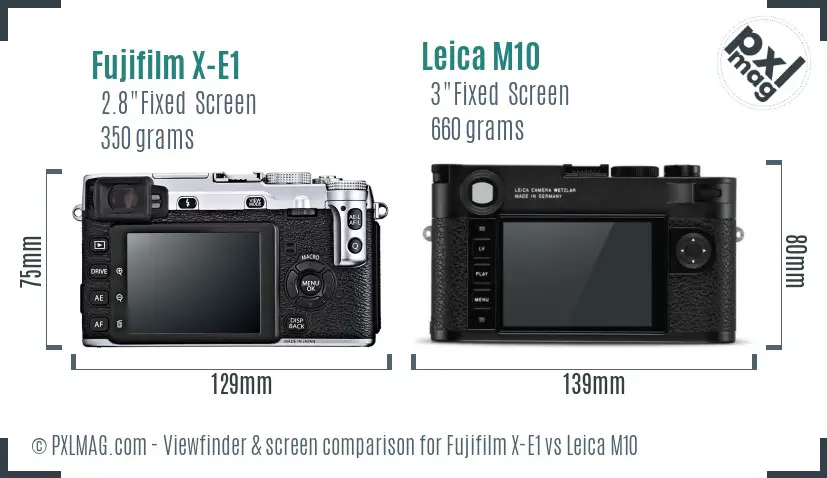 Fujifilm X-E1 vs Leica M10 Screen and Viewfinder comparison
