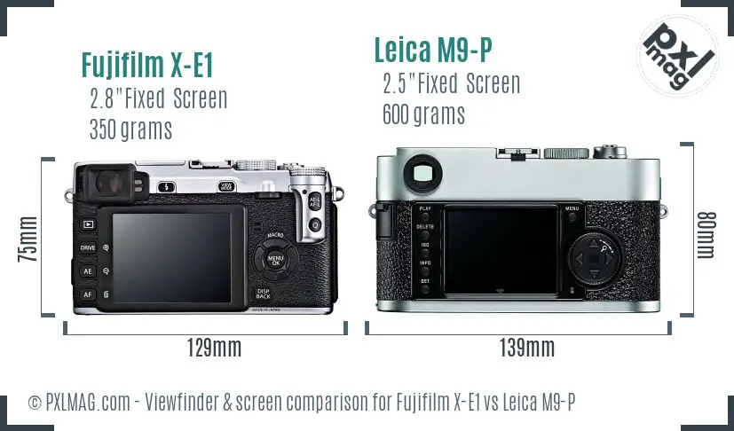 Fujifilm X-E1 vs Leica M9-P Screen and Viewfinder comparison