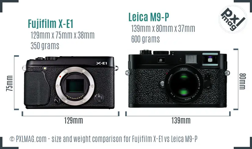 Fujifilm X-E1 vs Leica M9-P size comparison