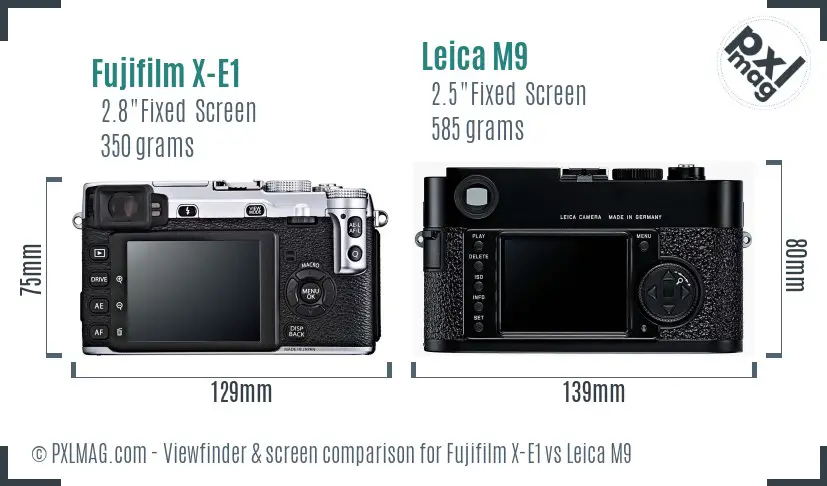 Fujifilm X-E1 vs Leica M9 Screen and Viewfinder comparison