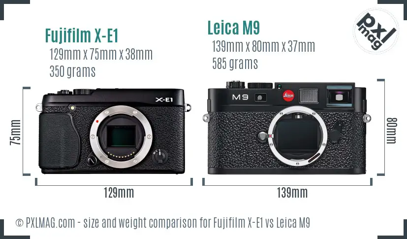Fujifilm X-E1 vs Leica M9 size comparison