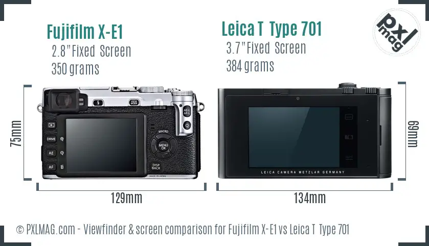Fujifilm X-E1 vs Leica T Type 701 Screen and Viewfinder comparison Fujifilm X-E1 vs Leica T Type 701 Screen and Viewfinder comparison