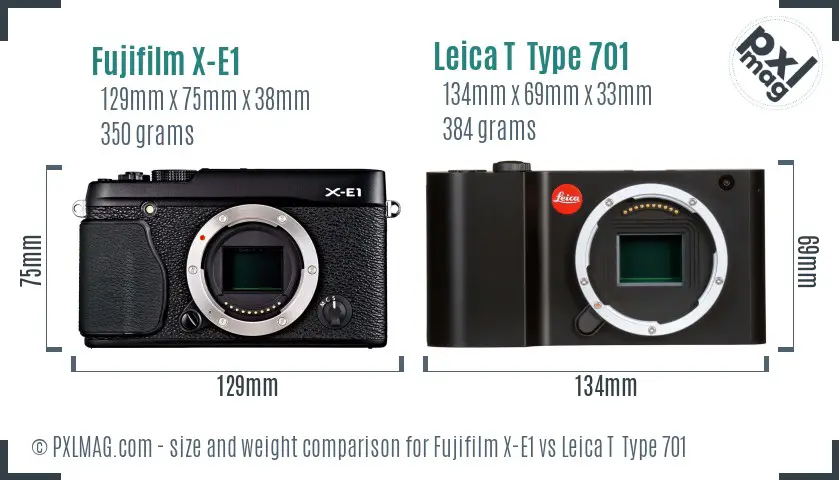Fujifilm X-E1 vs Leica T Type 701 size comparison Fujifilm X-E1 vs Leica T Type 701 size comparison