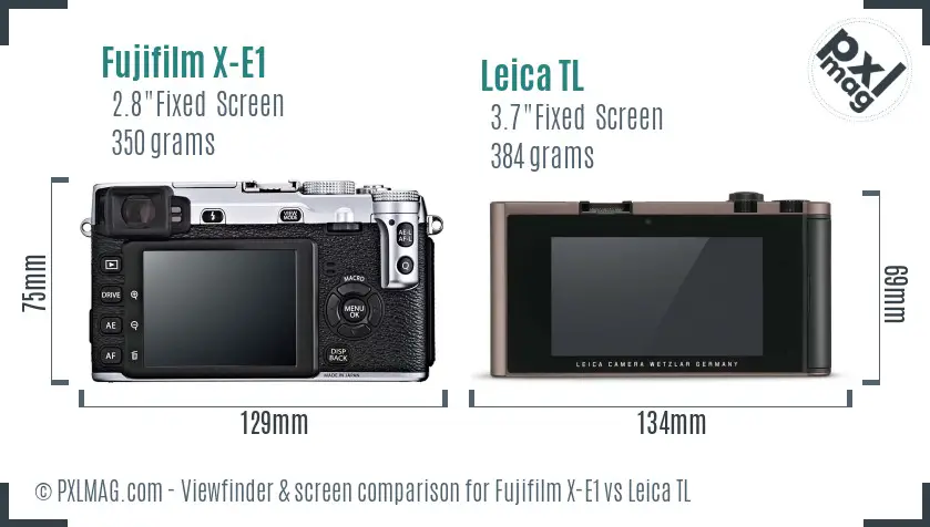 Fujifilm X-E1 vs Leica TL Screen and Viewfinder comparison