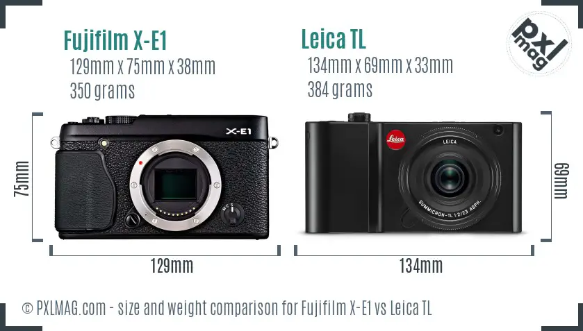 Fujifilm X-E1 vs Leica TL size comparison