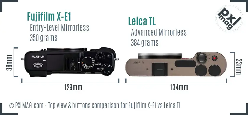 Fujifilm X-E1 vs Leica TL top view buttons comparison