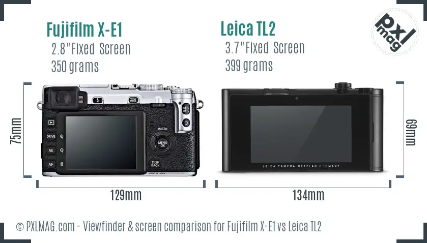 Fujifilm X-E1 vs Leica TL2 Screen and Viewfinder comparison