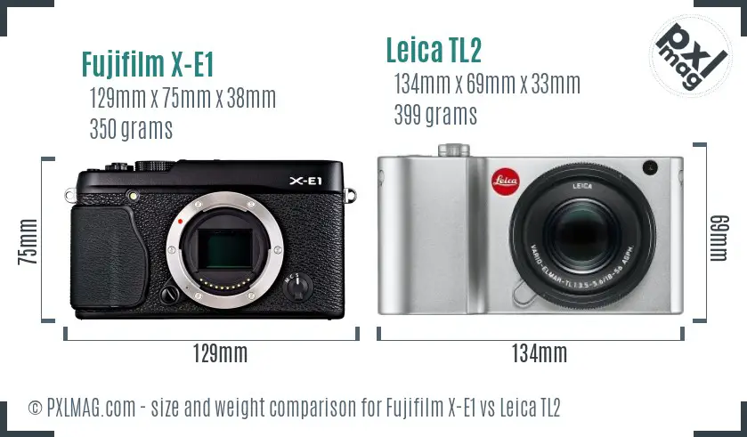 Fujifilm X-E1 vs Leica TL2 size comparison