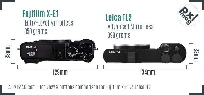 Fujifilm X-E1 vs Leica TL2 top view buttons comparison