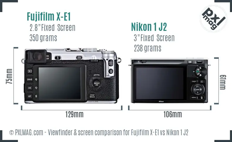 Fujifilm X-E1 vs Nikon 1 J2 Screen and Viewfinder comparison