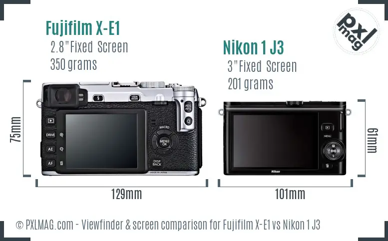 Fujifilm X-E1 vs Nikon 1 J3 Screen and Viewfinder comparison