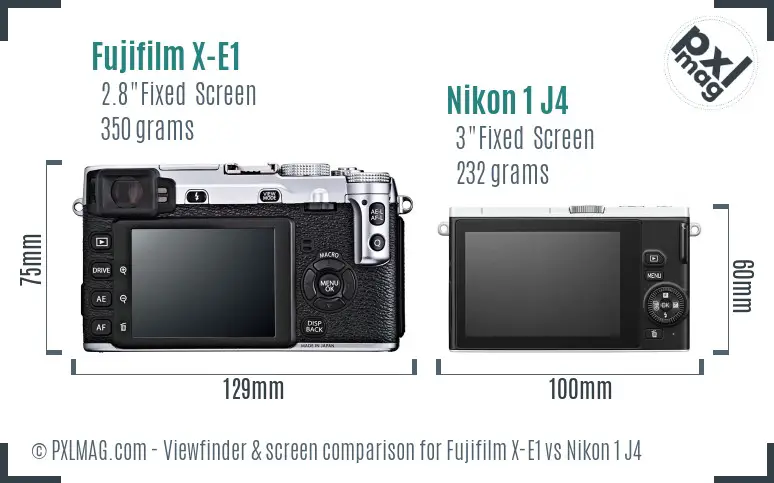 Fujifilm X-E1 vs Nikon 1 J4 Screen and Viewfinder comparison