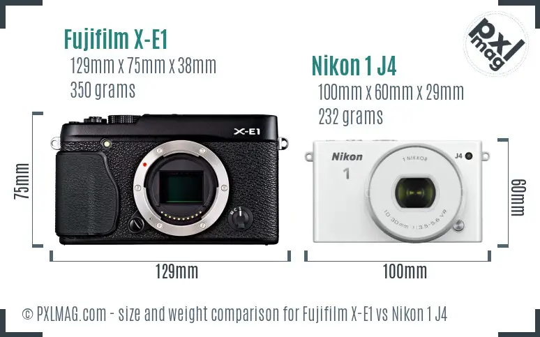 Fujifilm X-E1 vs Nikon 1 J4 size comparison