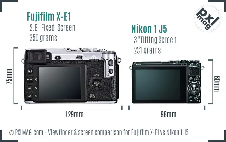 Fujifilm X-E1 vs Nikon 1 J5 Screen and Viewfinder comparison
