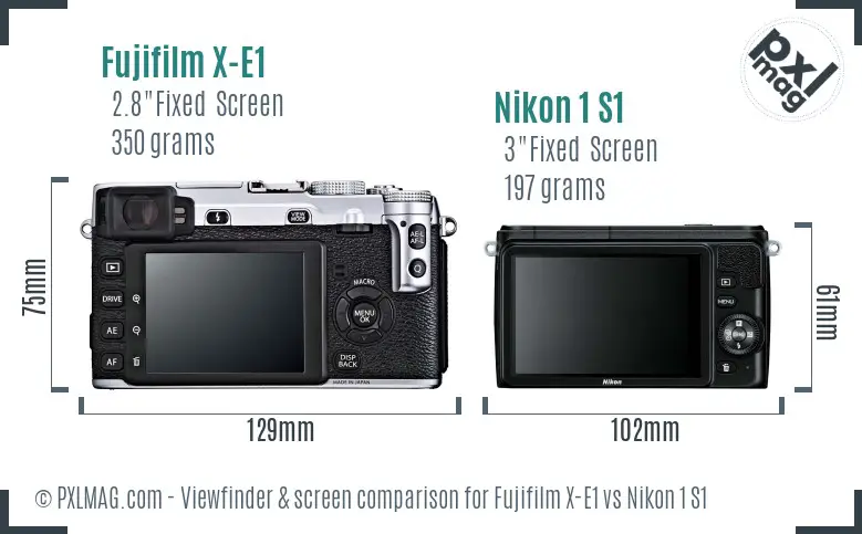 Fujifilm X-E1 vs Nikon 1 S1 Screen and Viewfinder comparison