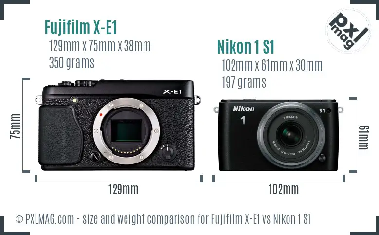 Fujifilm X-E1 vs Nikon 1 S1 size comparison