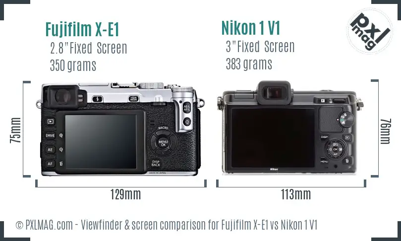 Fujifilm X-E1 vs Nikon 1 V1 Screen and Viewfinder comparison